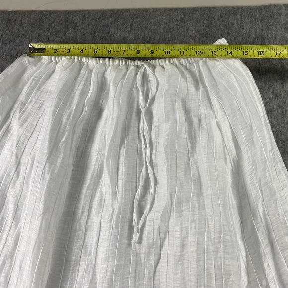 J Crew Pleated Drawstring Maxi Skirt Women's Small White Linen Blend CL539‎ NWT - Picture 10 of 12